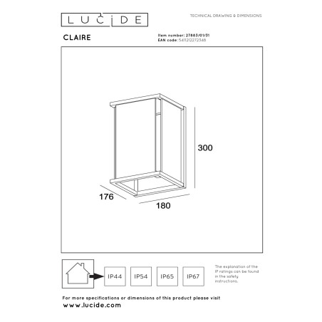 Lampa cienna zewnętrzna CLAIRE 27883/01/31 Lucide