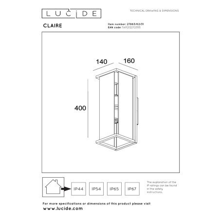 Lampa cienna zewnętrzna CLAIRE 27883/02/31 Lucide