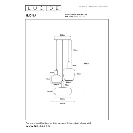 Lampa wiszšca ILONA 45408/13/99 Lucide