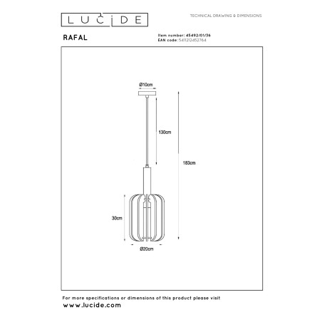 Lampa wiszšca RAFAL 45492/01/36 Lucide