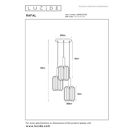 Lampa wiszšca RAFAL 45492/13/36 Lucide