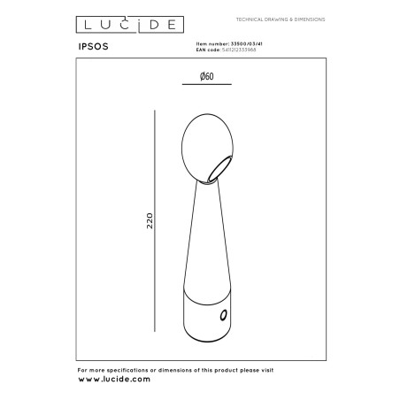 Lampa stołowa IPSOS 33500/03/41 Lucide