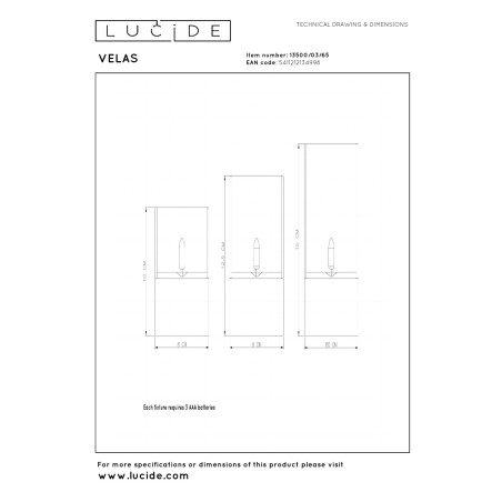 Lampa stołowa VELAS 13500/03/65 Lucide