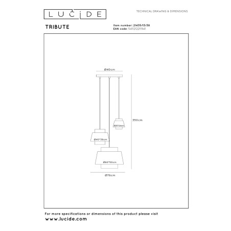 Lampa wiszšca TRIBUTE 21435/13/38 Lucide