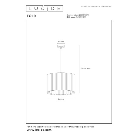 Lampa wiszšca FOLD 21439/40/31 Lucide