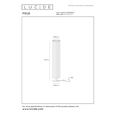 Lampa podłogowa FOLD 21739/12/31 Lucide