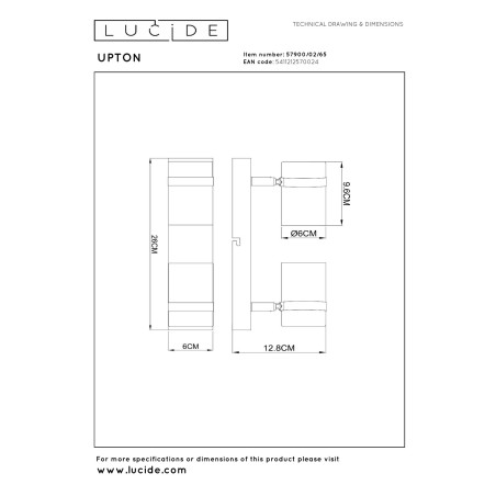 Reflektorek UPTON 57900/02/65 Lucide
