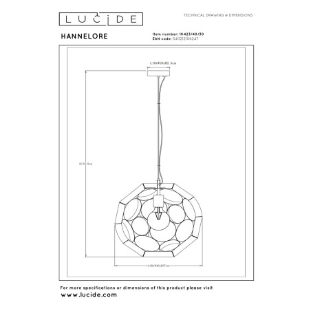 Lampa wiszšca HANNELORE 10423/40/30 Lucide