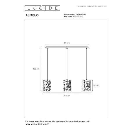 Lampa wiszšca ALMELO 21434/03/30 Lucide