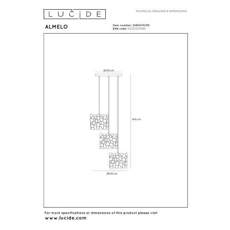 Lampa wiszšca ALMELO 21434/13/30 Lucide