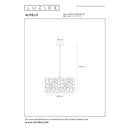 Lampa wiszšca ALMELO 21434/40/30 Lucide