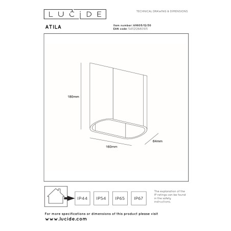 Lampa cienna zewnętrzna ATILA 69805/12/30 Lucide