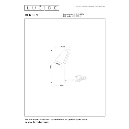 Lampa stołowa BENSEN 05553/81/36 Lucide