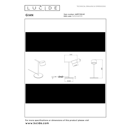 Lampa stołowa GIAN 44517/08/41 Lucide
