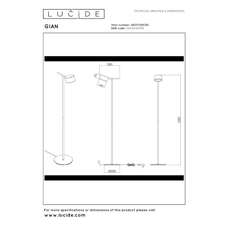 Lampa podłogowa GIAN 44717/08/30 Lucide