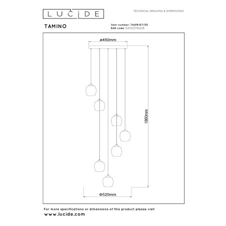 Lampa wiszšca TAMINO 74419/07/30 Lucide