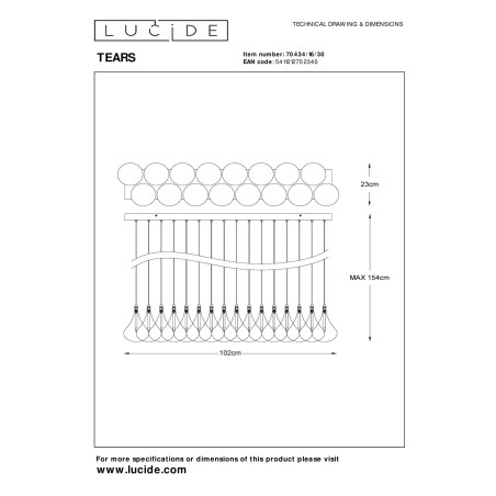 Lampa wiszšca TEARS 70434/16/30 Lucide