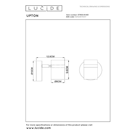 Lampa cienna reflektorek UPTON 57900/01/65 Lucide