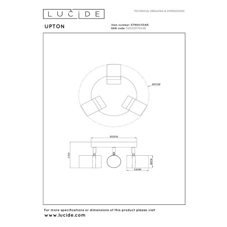 Reflektorek UPTON 57900/13/65 Lucide