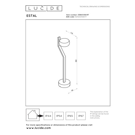 Lampa zewnętrzna ESTAL 33803/08/97 Lucide