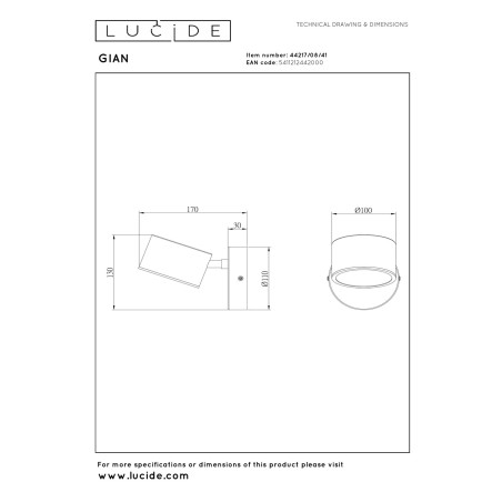 Lampa wiszšca GIAN 44217/08/41 Lucide