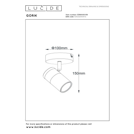 Lampa cienna reflektor GORIK 53909/01/30 Lucide