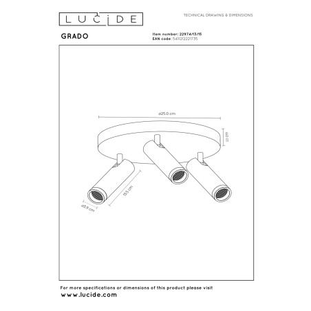 Reflektorek sufitowy GRADO 22974/13/15 Lucide
