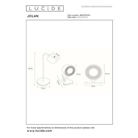 Lampa biurkowa JOLAN 46619/03/41 Lucide