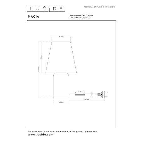 Lampa stołowa MACIA 06527/01/38 Lucide