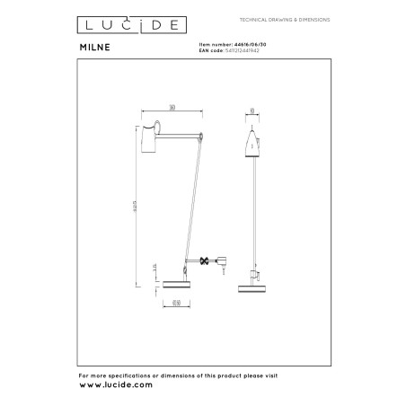 Lampa podłogowa MILNE 44616/06/30 Lucide