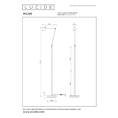 Lampa podłogowa MILNE 44716/06/30 Lucide