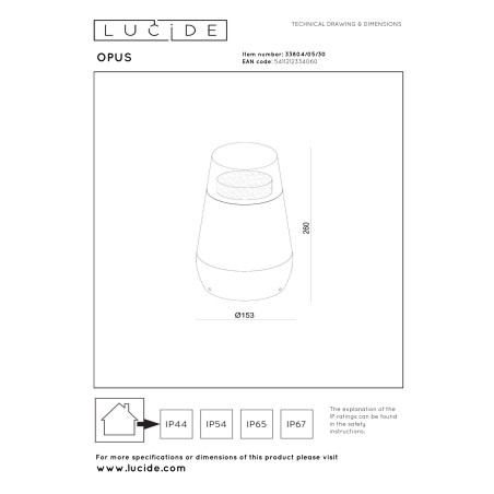 Lampa zewnętrzna OPUS 33804/05/30 Lucide