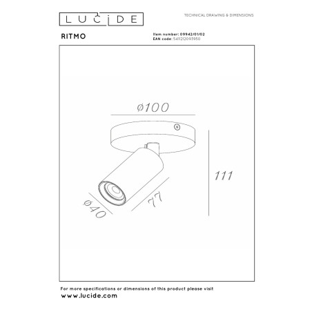 Reflektorek sufitowy RITMO 09942/01/02 Lucide