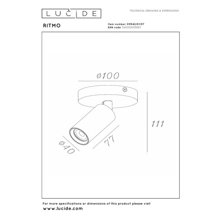 Reflektorek sufitowy RITMO 09942/01/97 Lucide