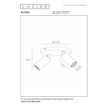 Reflektorek sufitowy RITMO 09942/12/97 Lucide