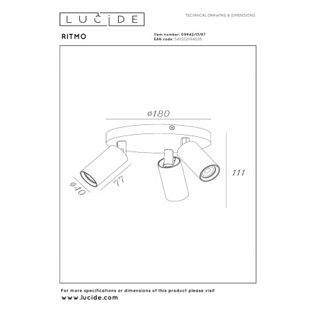 Reflektorek sufitowy RITMO 09942/13/97 Lucide