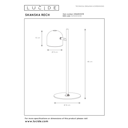 Lampa biurkowa SKANSKA RECH 03649/03/15 Lucide