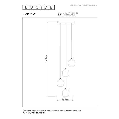 Lampa wiszšca TAMINO 74419/20/30 Lucide