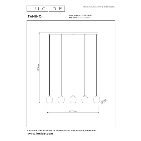 Lampa wiszšca TAMINO 74419/25/30 Lucide