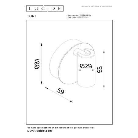 Lampa cienna reflektor TONI 29934/02/96 Lucide