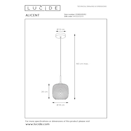 Lampa wiszšca ALICENT 03450/01/02 Lucide