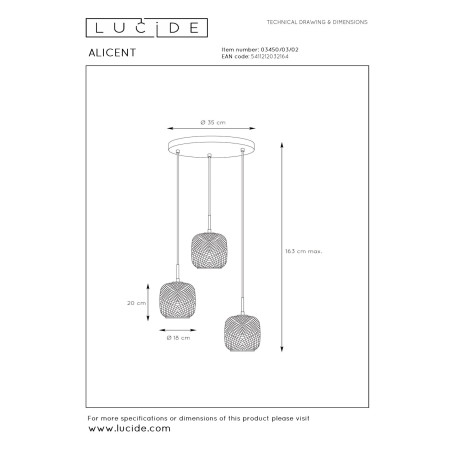 Lampa wiszšca ALICENT 03450/03/02 Lucide