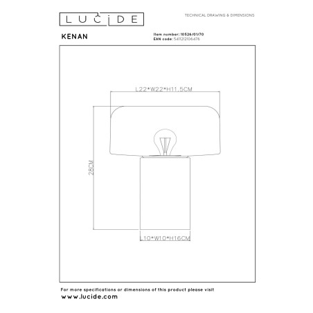 Lampa stołowa KENAN 10526/01/70 Lucide