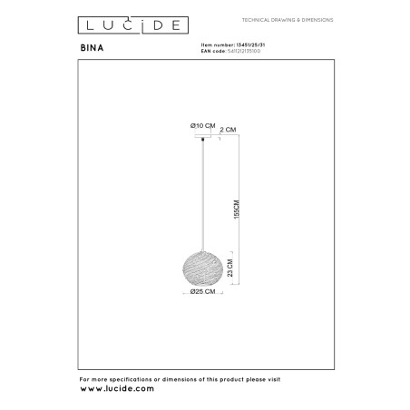 Lampa wiszšca BINA 13451/25/31 Lucide