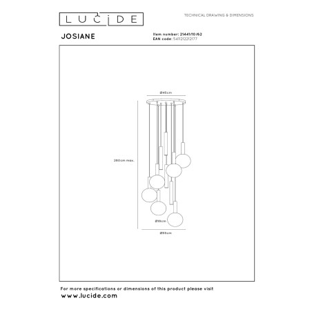 Lampa wiszšca JOSIANE 21441/10/62 Lucide