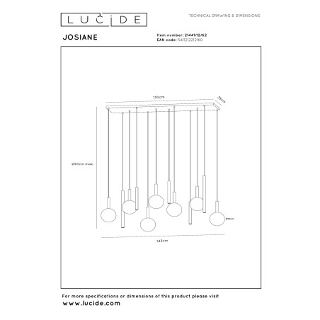 Lampa wiszšca JOSIANE 21441/12/62 Lucide