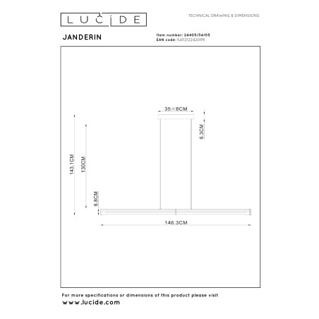 Lampa wiszšca JANDERIN 24405/34/05 Lucide