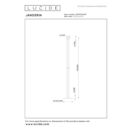 Lampa podłogowa JANDERIN 24705/34/05 Lucide