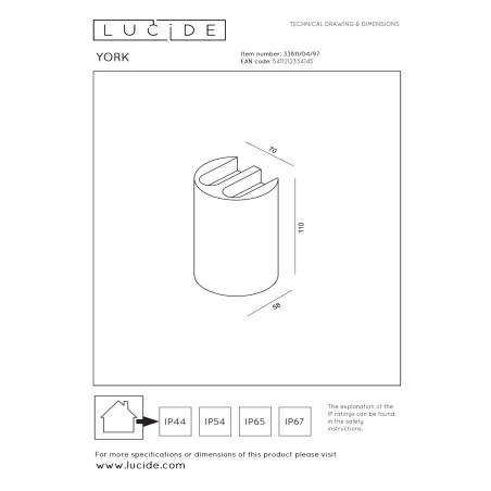 Lampa cienna zewnętrzna YORK 33811/04/97 Lucide