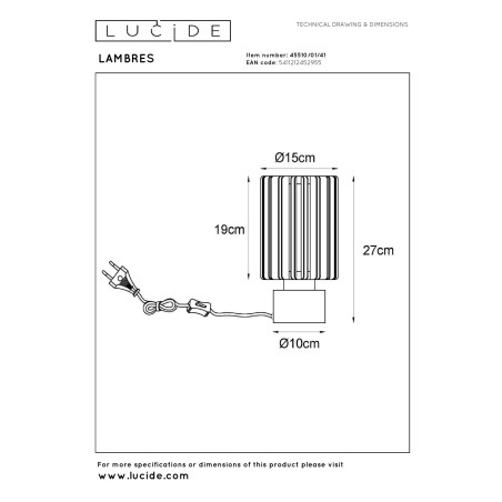 Lampa stołowa LAMBRES 45510/01/41 Lucide